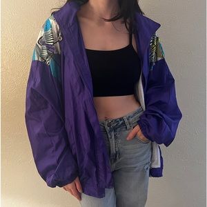 neon purple nylon puffer jacket